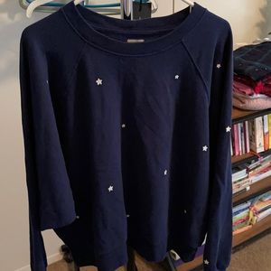 Navy crew neck sweatshirt with stars size xl